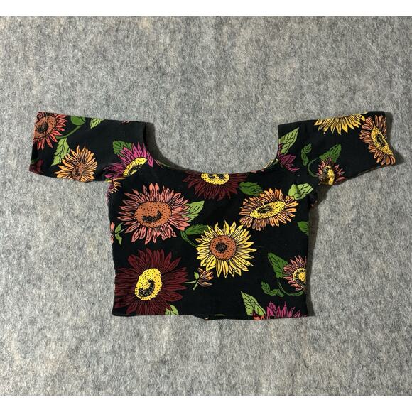 Vintage 90s Betsey Johnson Archive Crop Top all over print sunflower Design - Picture 2 of 5